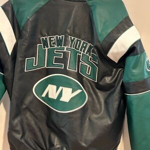 New York Jets Leather Jacket - Green and Black